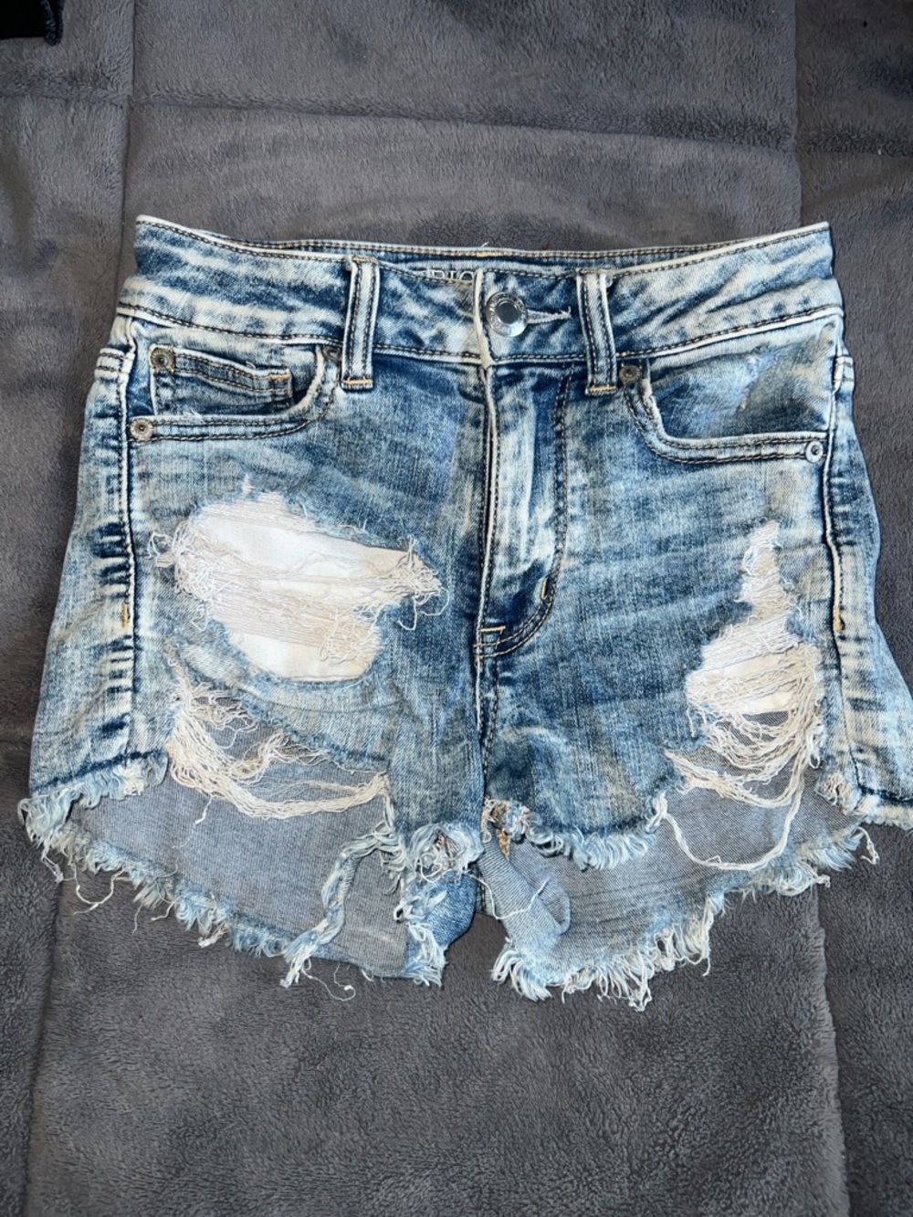American Eagle Outfitters Light Blue Distressed Denim Shorts